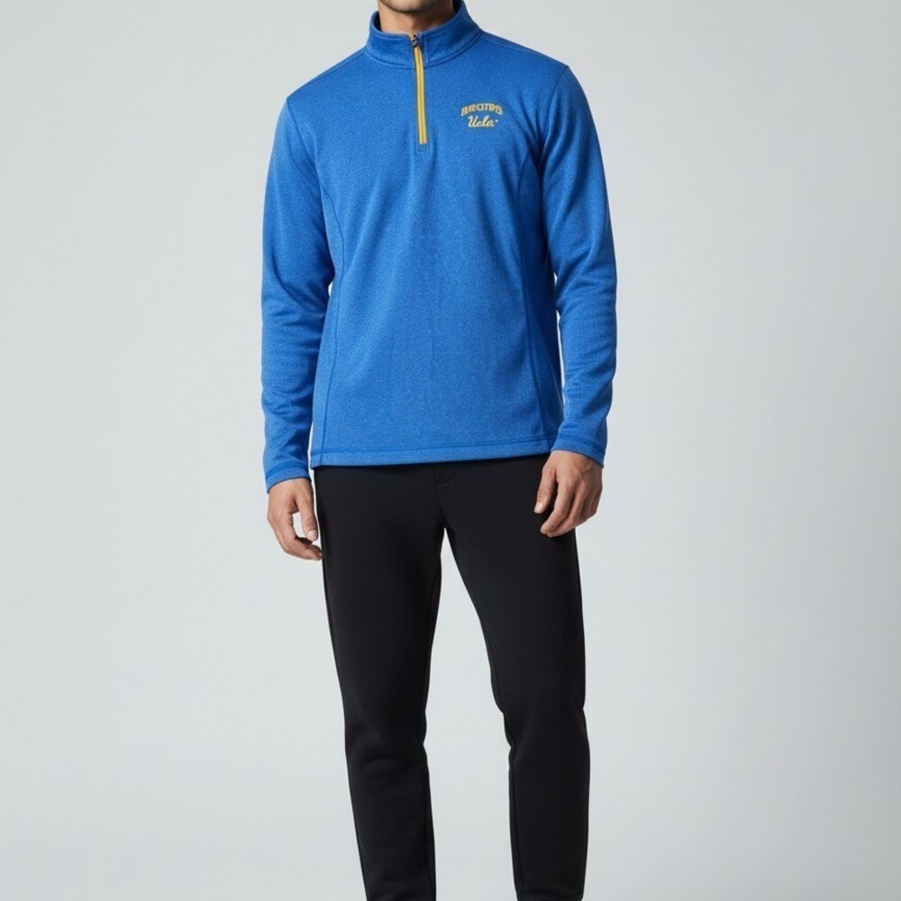 UCLA Bruins Quarter Zip Pullover Heather Blue Gold Embroidered Knights Apparel S
